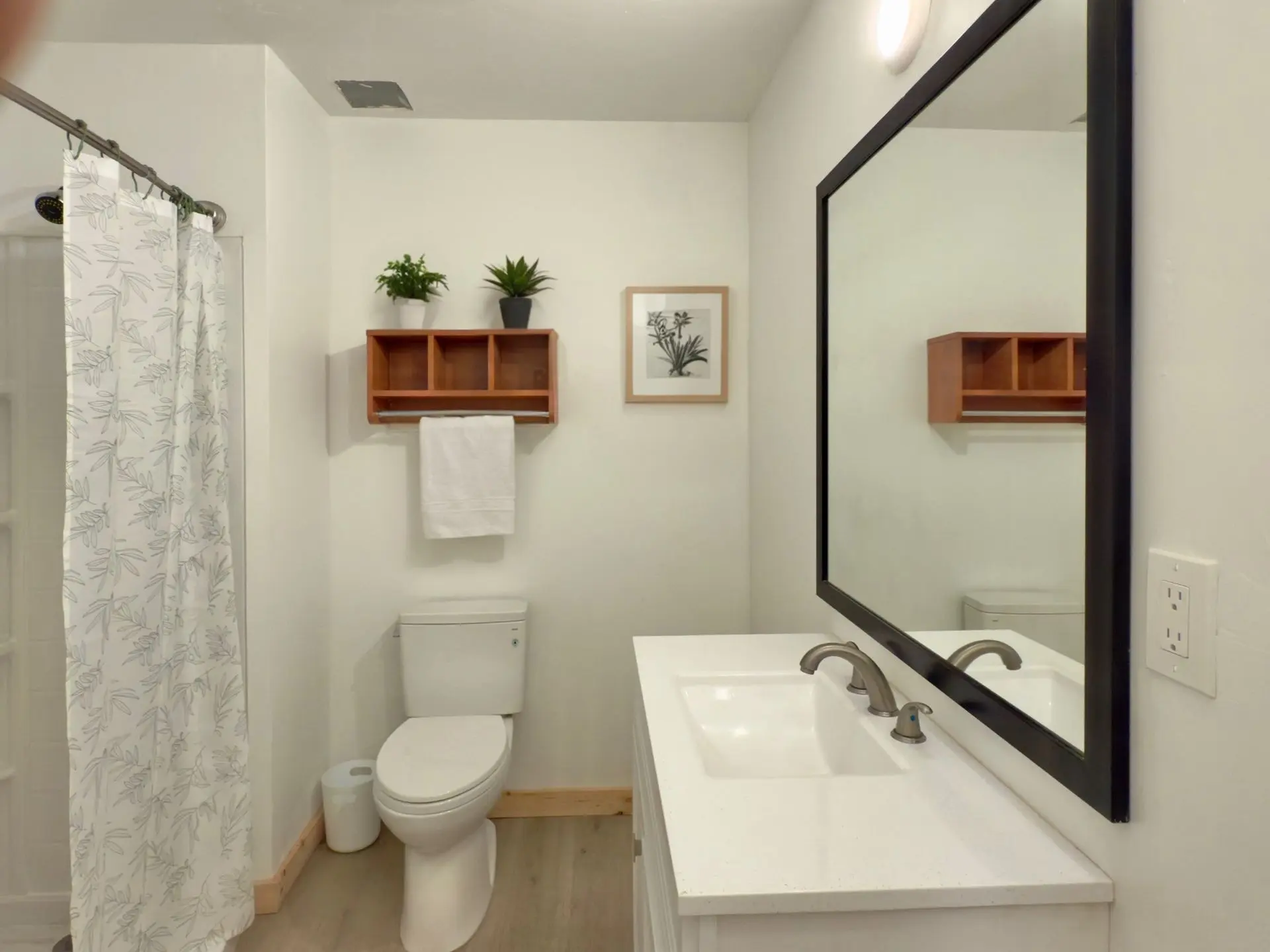 Staged bathroom with vanity