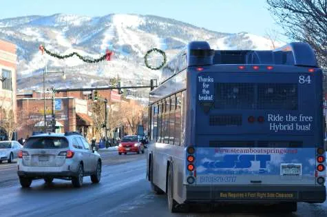 Free Steamboat Springs bus at Ski Town Apartments